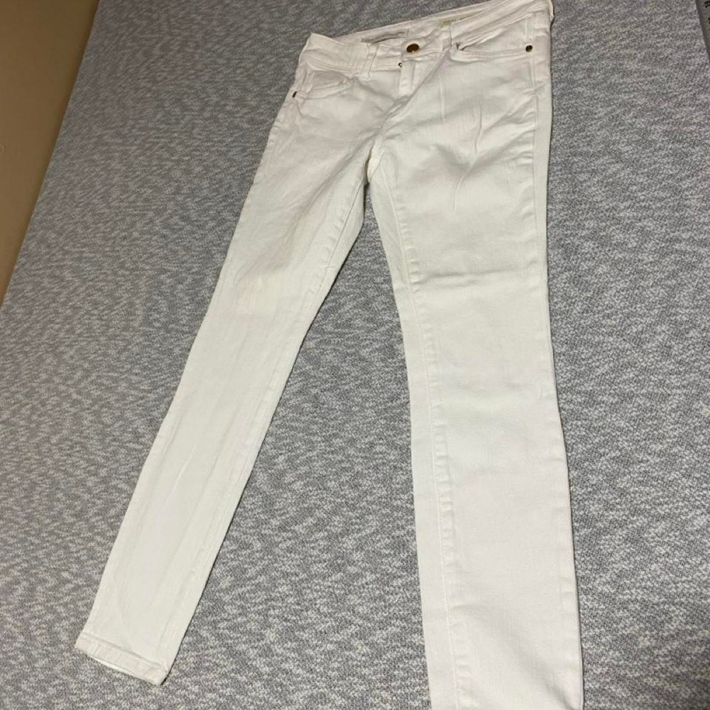 Pilcro and the letterpress Script White denim skinny Jeans 25 petite. SKU-A713